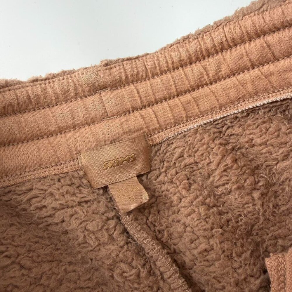 Skims Teddy Sherpa Fleece Joggers Size S Tigers Eye Tan Brown - Picture 4 of 6